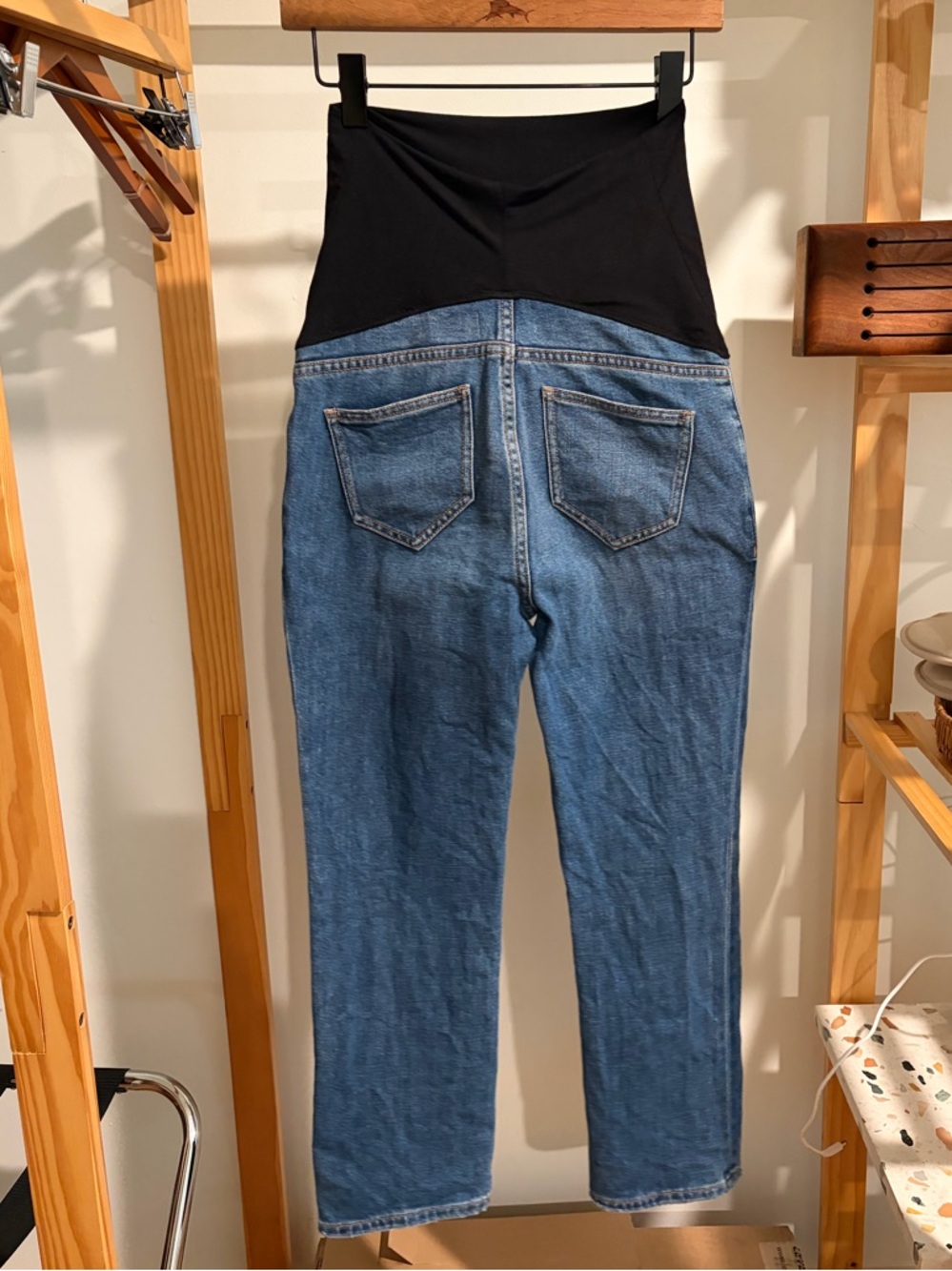 Hatch Indigo Straight-Leg Maternity Over the Bump Jeans, Size 26 - Picture 2 of 3
